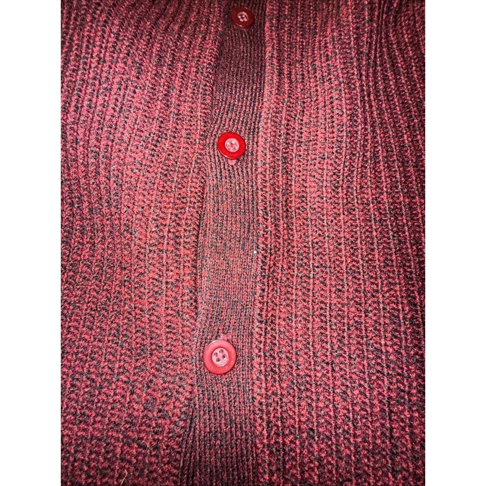 King Size Shaker Knit V-Neck Cardigan Sweater 4XL BIG Men's Burgundy Preppy - Picture 7 of 7